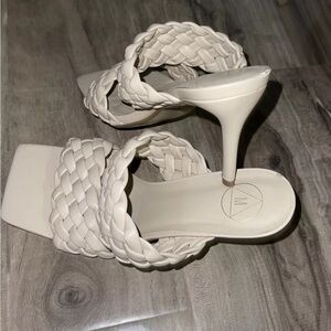 Bottega Inspired! Misguided Braided Leather Straps Square Open Tow Slide heels